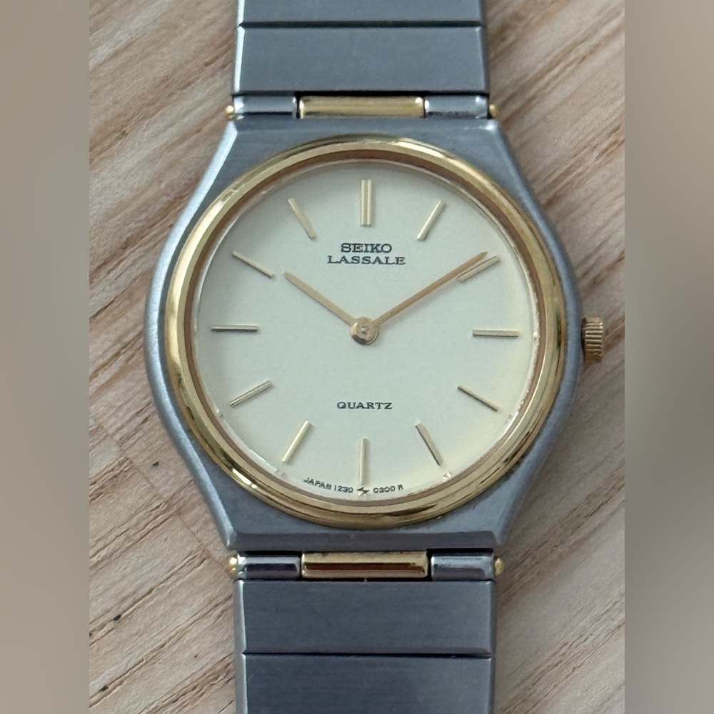 Seiko Lassale Super Rare Vintage Ladies Watch Two-Tone Case Creamy Yellow Dial